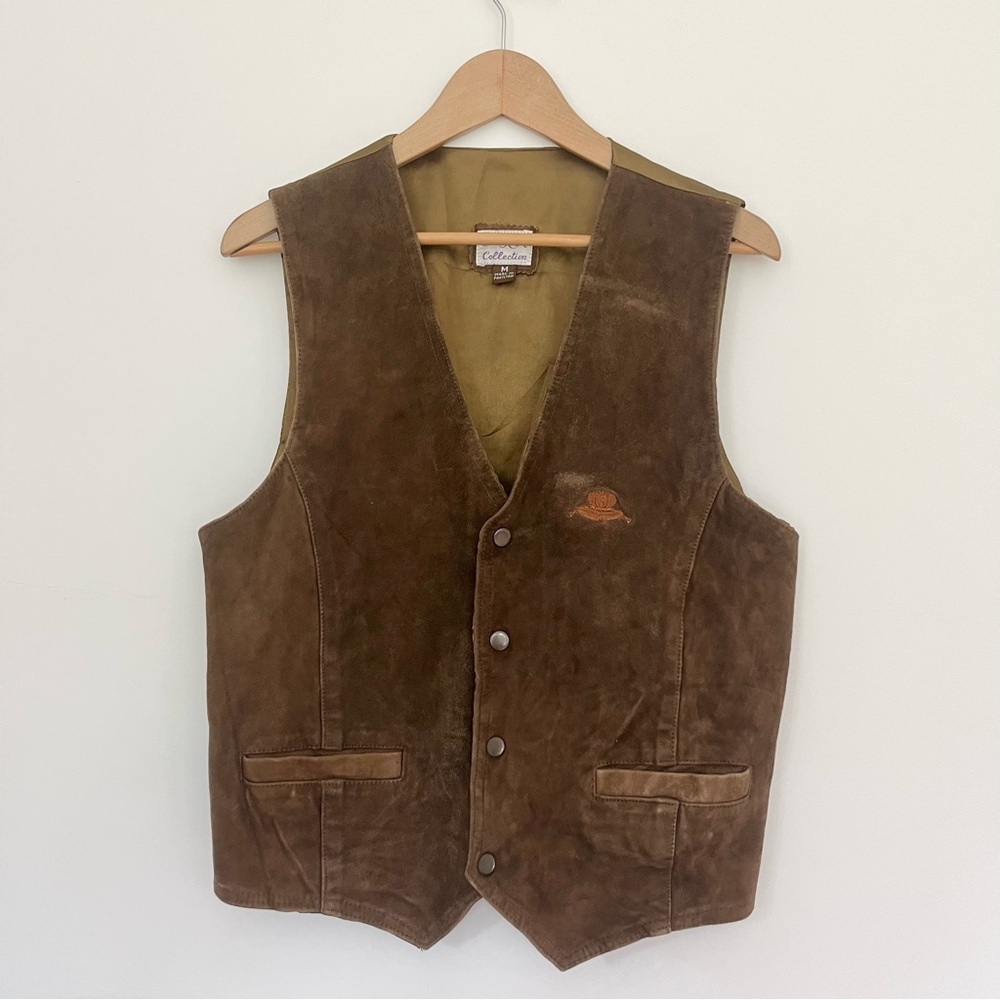 Crown Royal Collection Vintage Caramel Camel Brown Suede Vest for Men Sz Medium